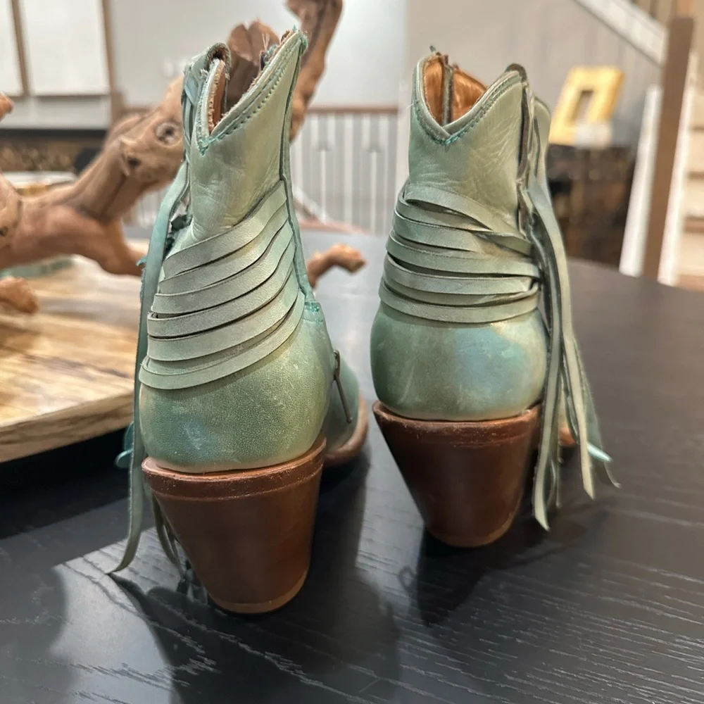 Lucchese Teal Leather Ankle Boots - Picture 3 of 7